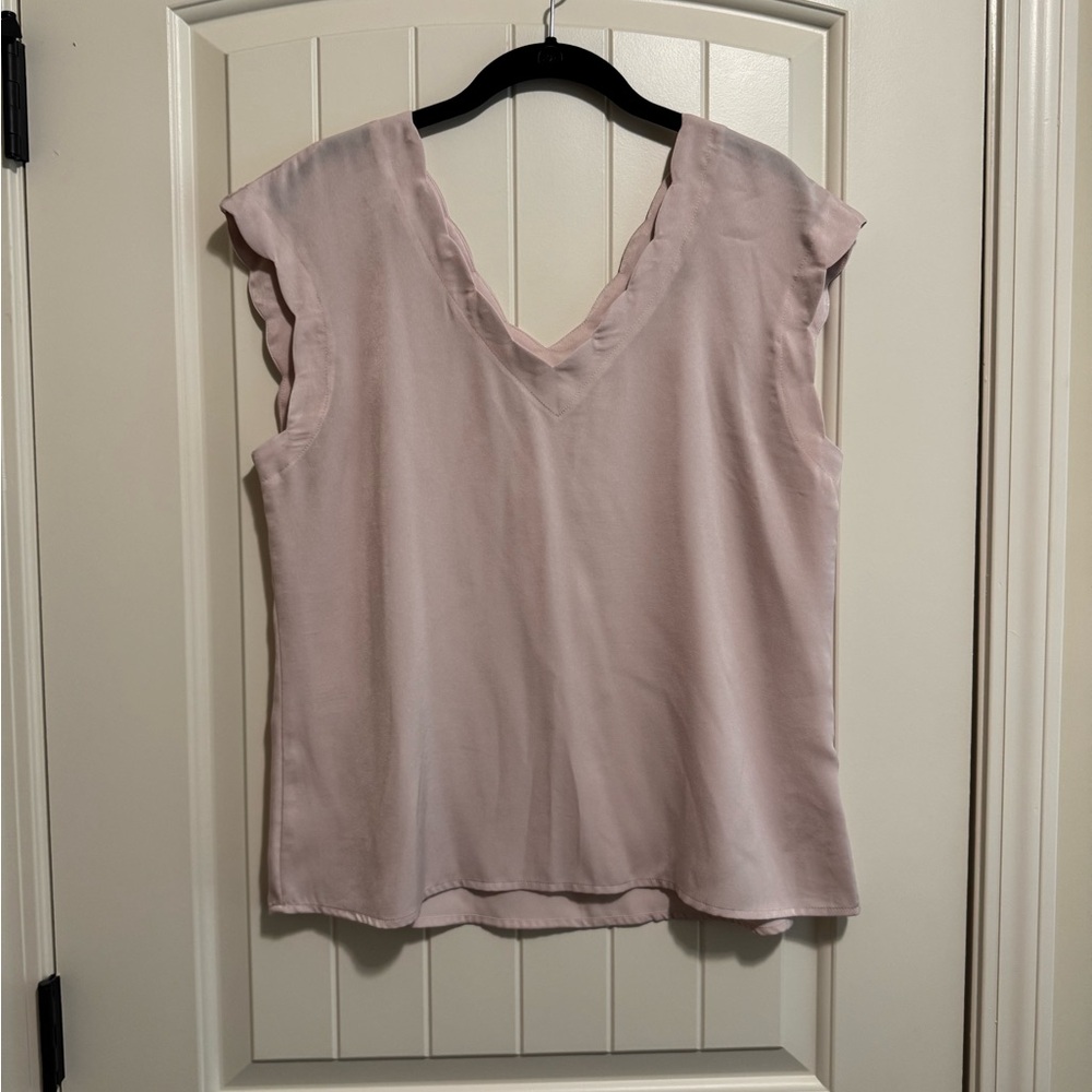 Express Light Pink Scalloped Hem Blouse